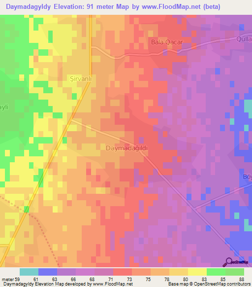 Daymadagyldy,Azerbaijan Elevation Map
