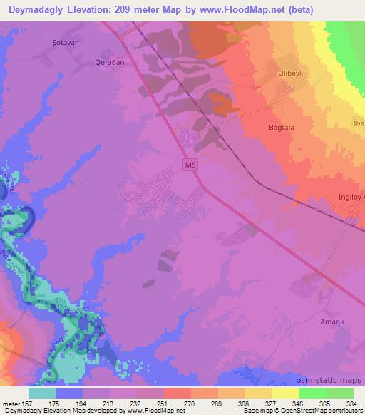 Deymadagly,Azerbaijan Elevation Map