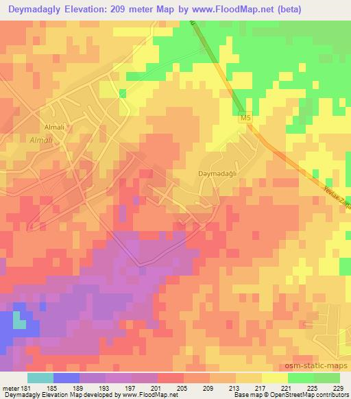 Deymadagly,Azerbaijan Elevation Map