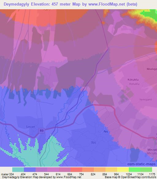 Deymedagyly,Azerbaijan Elevation Map