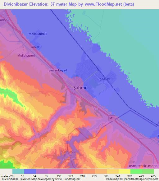 Divichibazar,Azerbaijan Elevation Map