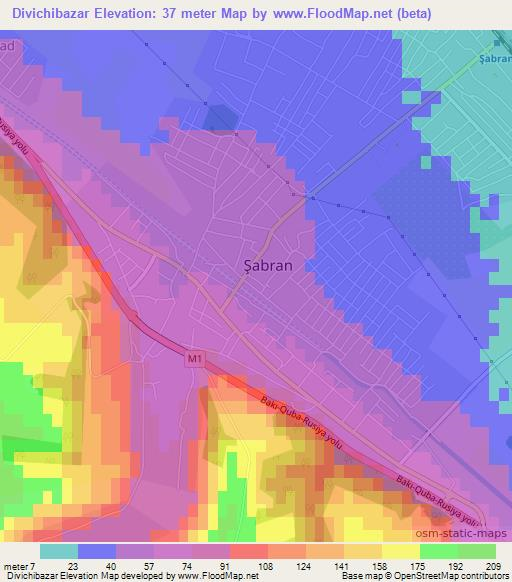 Divichibazar,Azerbaijan Elevation Map