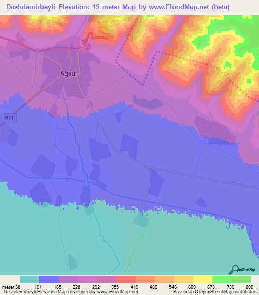 Dashdemirbeyli,Azerbaijan Elevation Map