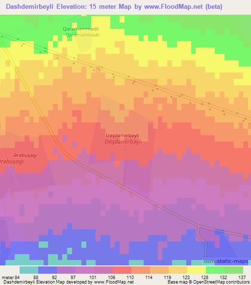 Dashdemirbeyli,Azerbaijan Elevation Map