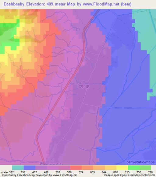 Dashbashy,Azerbaijan Elevation Map