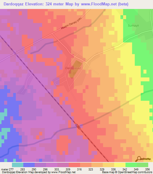 Dardoqqaz,Azerbaijan Elevation Map