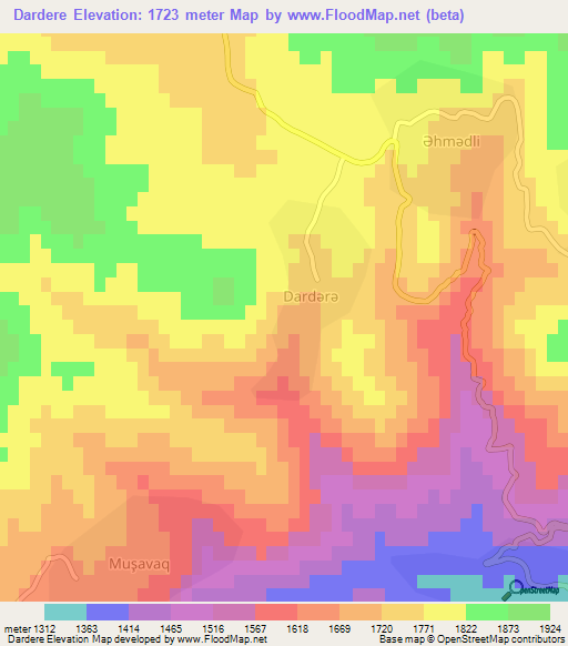 Dardere,Azerbaijan Elevation Map