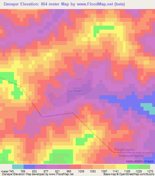 Danayer,Azerbaijan Elevation Map