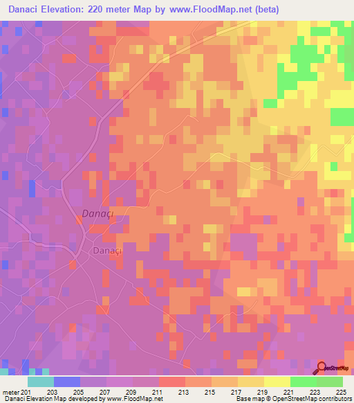 Danaci,Azerbaijan Elevation Map