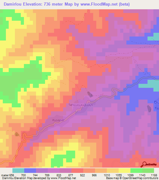Damirlou,Azerbaijan Elevation Map
