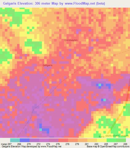 Gelgaris,Somalia Elevation Map