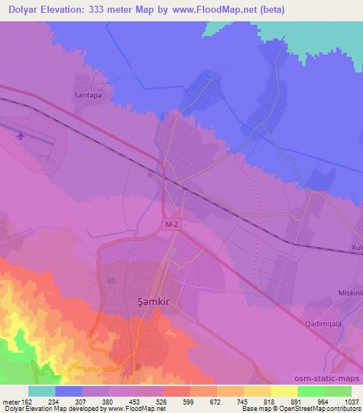 Dolyar,Azerbaijan Elevation Map