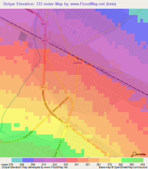 Dolyar,Azerbaijan Elevation Map