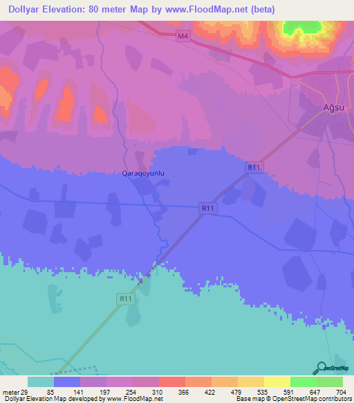 Dollyar,Azerbaijan Elevation Map