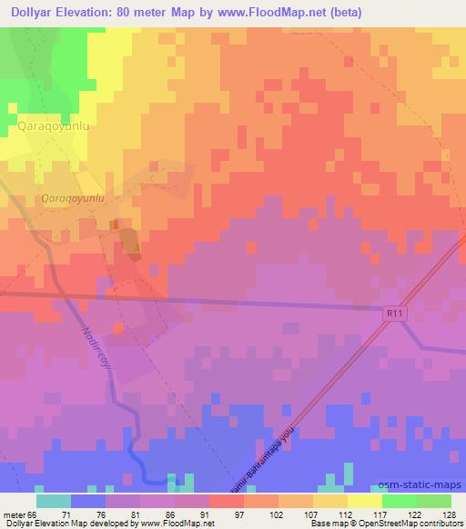 Dollyar,Azerbaijan Elevation Map