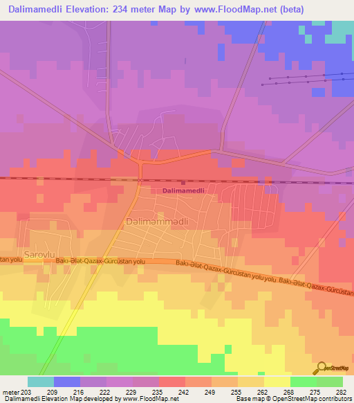 Dalimamedli,Azerbaijan Elevation Map