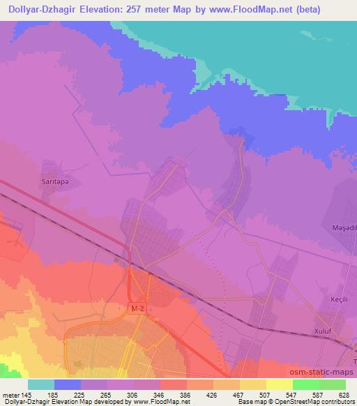 Dollyar-Dzhagir,Azerbaijan Elevation Map