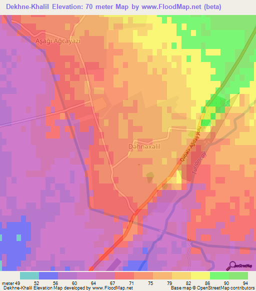 Dekhne-Khalil,Azerbaijan Elevation Map