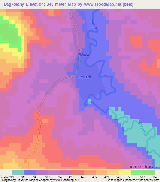 Dagkolany,Azerbaijan Elevation Map