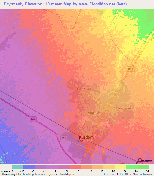Dayrmanly,Azerbaijan Elevation Map