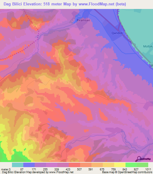 Dag Bilici,Azerbaijan Elevation Map
