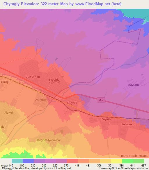 Chyragly,Azerbaijan Elevation Map