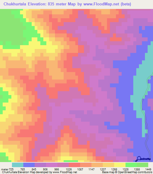 Chukhurtala,Azerbaijan Elevation Map