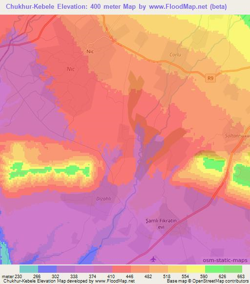 Chukhur-Kebele,Azerbaijan Elevation Map
