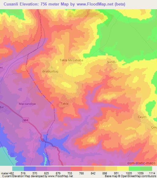 Cuxanli,Azerbaijan Elevation Map