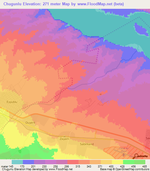 Chugunlu,Azerbaijan Elevation Map