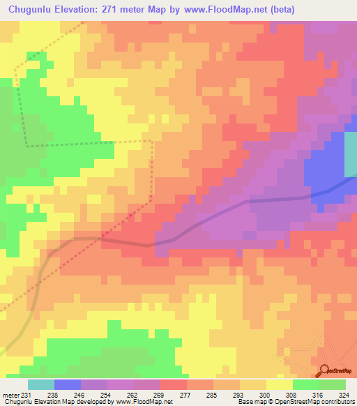 Chugunlu,Azerbaijan Elevation Map