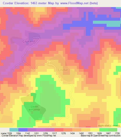 Covdar,Azerbaijan Elevation Map