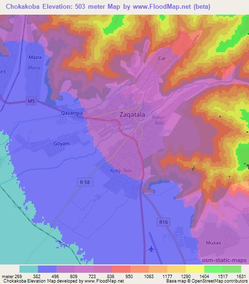 Chokakoba,Azerbaijan Elevation Map