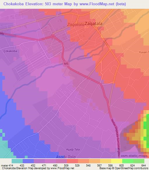 Chokakoba,Azerbaijan Elevation Map