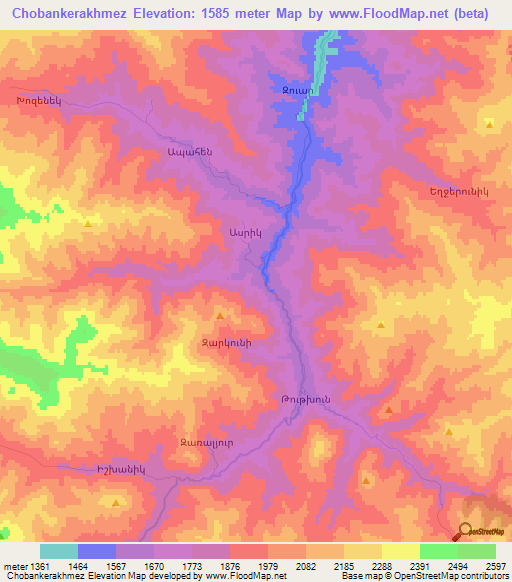 Chobankerakhmez,Azerbaijan Elevation Map
