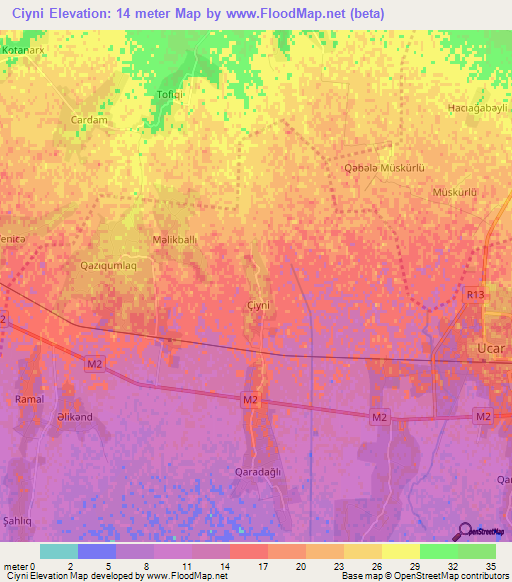 Ciyni,Azerbaijan Elevation Map