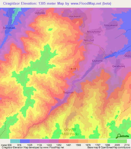 Ciragidzor,Azerbaijan Elevation Map