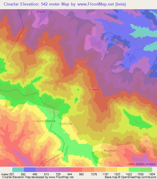 Cinarlar,Azerbaijan Elevation Map