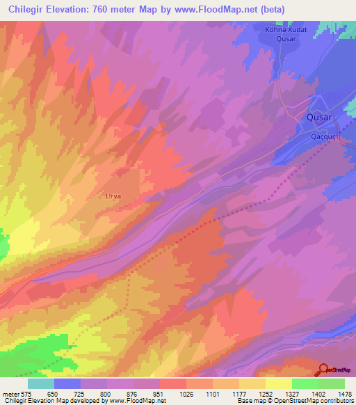 Chilegir,Azerbaijan Elevation Map