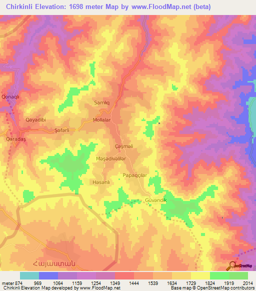 Chirkinli,Azerbaijan Elevation Map