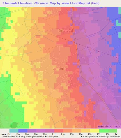 Chemenli,Azerbaijan Elevation Map