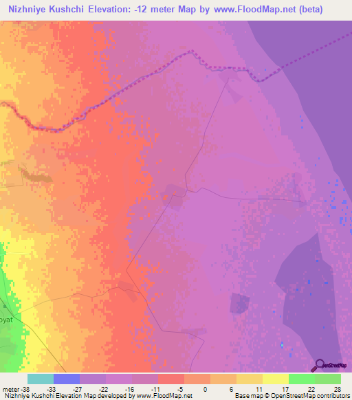 Nizhniye Kushchi,Azerbaijan Elevation Map
