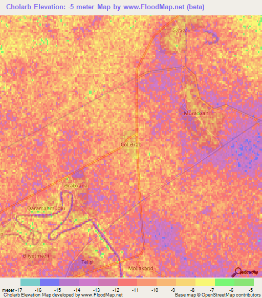 Cholarb,Azerbaijan Elevation Map