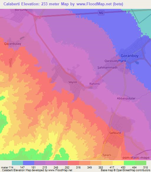 Calaberti,Azerbaijan Elevation Map