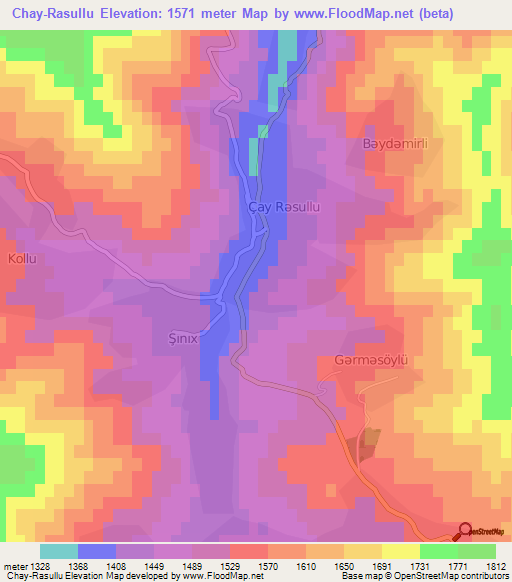 Chay-Rasullu,Azerbaijan Elevation Map
