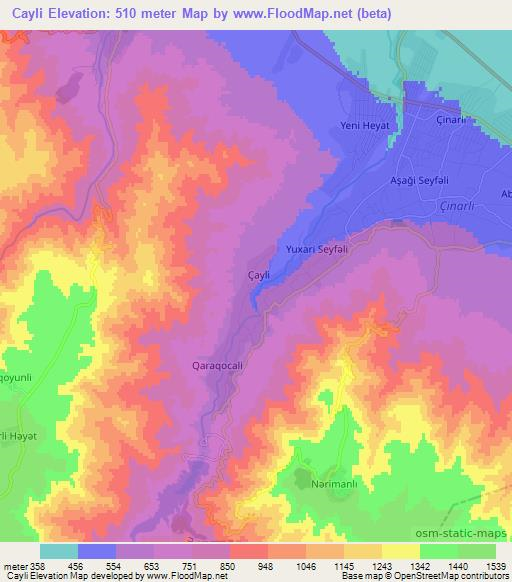 Cayli,Azerbaijan Elevation Map