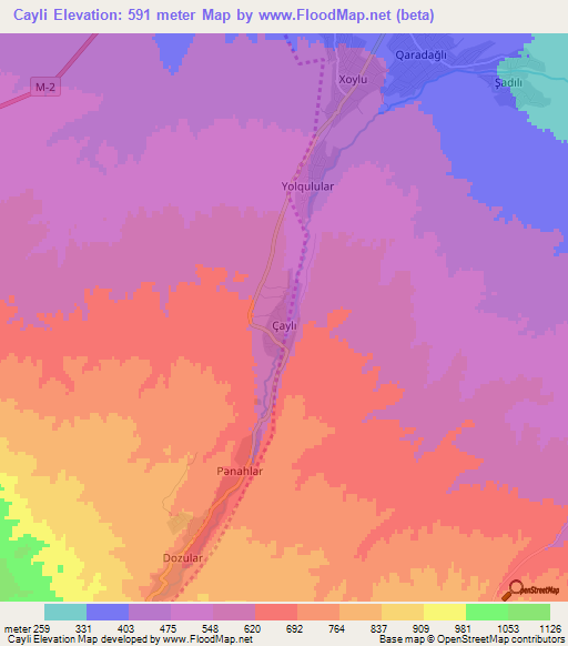 Cayli,Azerbaijan Elevation Map