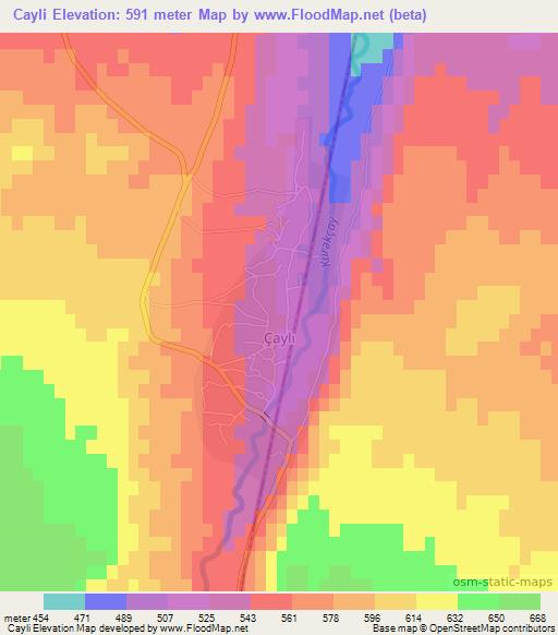 Cayli,Azerbaijan Elevation Map