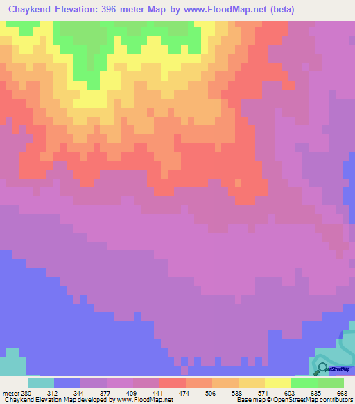 Chaykend,Azerbaijan Elevation Map