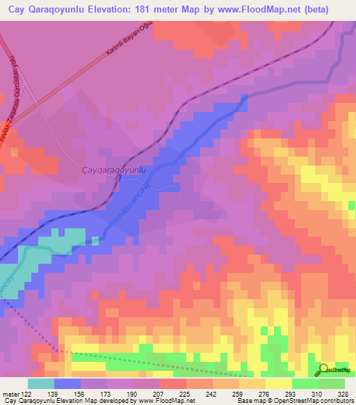 Cay Qaraqoyunlu,Azerbaijan Elevation Map